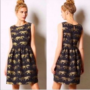 Anthropologie panther dress-black and gold